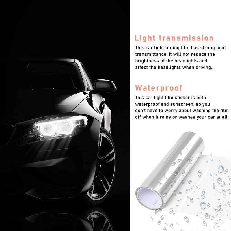 KVAEY Car Light Tint Film, 12×48 Inch Tint Vinyl Wrap Film Roll with Squeegee and Cutter, Self-Adhesive Film Sticker for Car Headlights Tail Lights Fog Lights, Car Accessories - Image 4